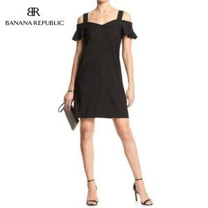 Banana Republic Black Cocktail Dress Cold Shoulder Small 2